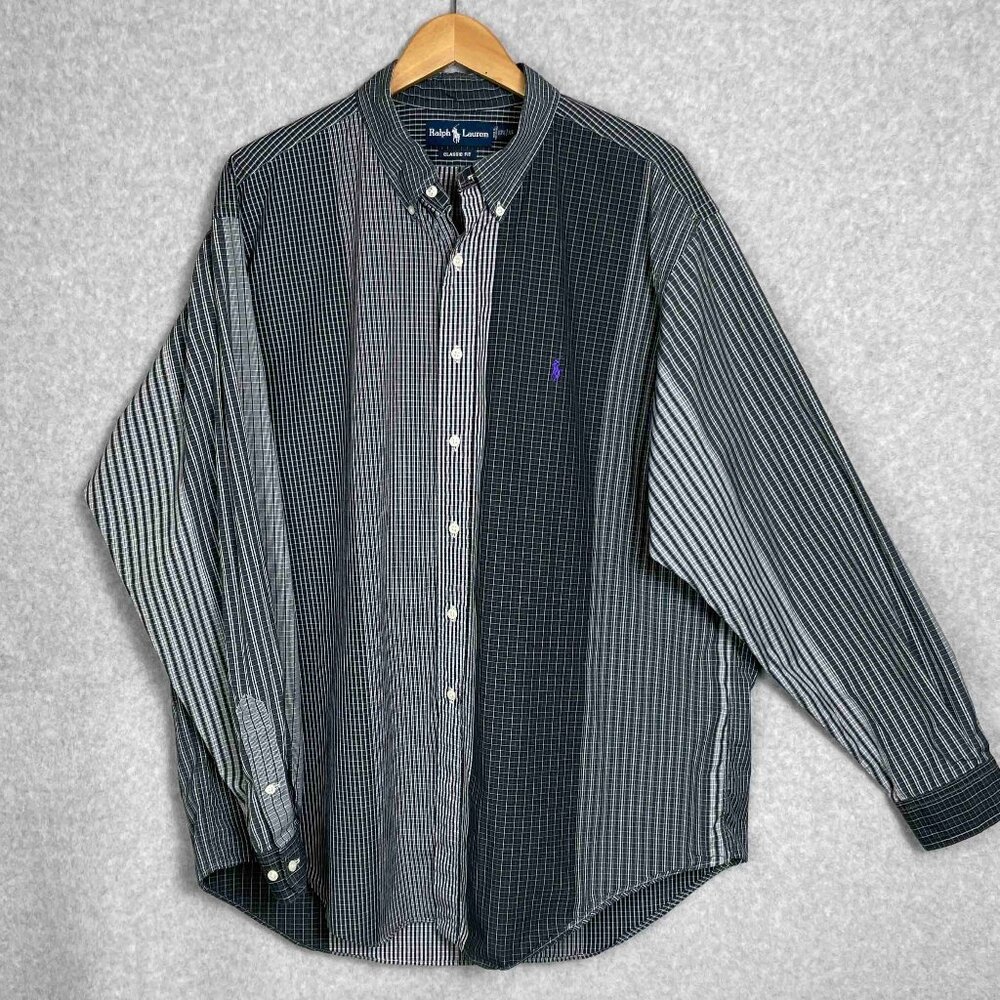 Ralph Lauren Plaid Classic Fit Long Sleeve Button Down Cotton Shirt Sz XL 17 1/2